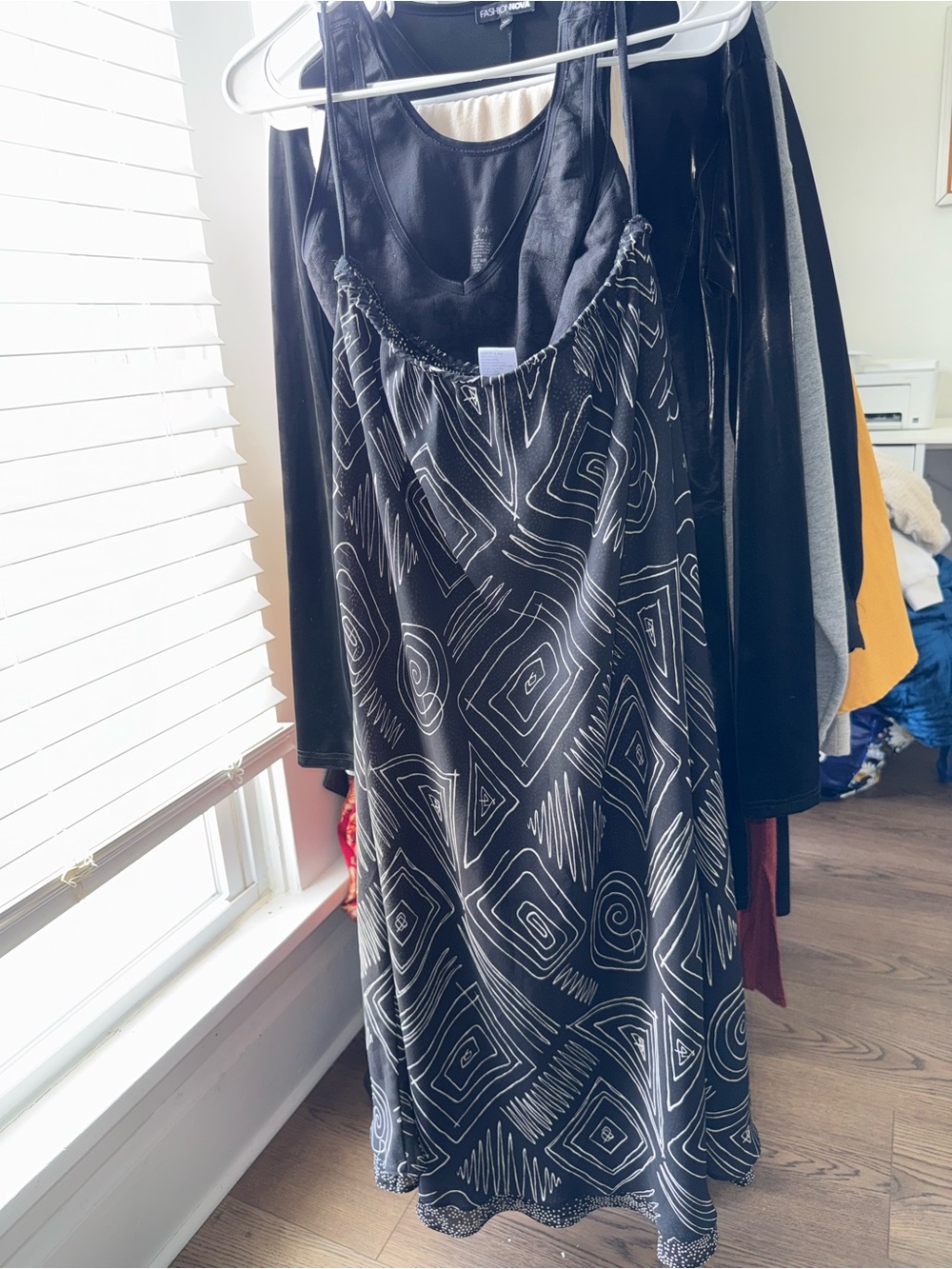 Black Pattern Printed Slip Skirt